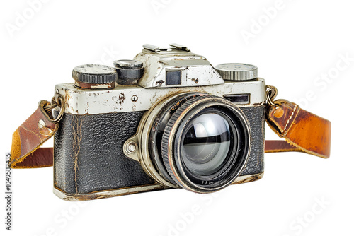 Vintage Camera with Leather Strap and Lens