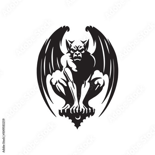 Картината върху платно silhouette of ancient medieval demon gargoyle