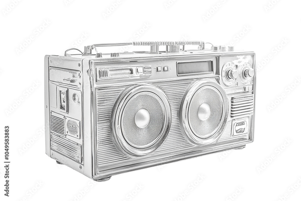 Obraz premium Retro Boom Box Radio - Vintage Music Player Illustration