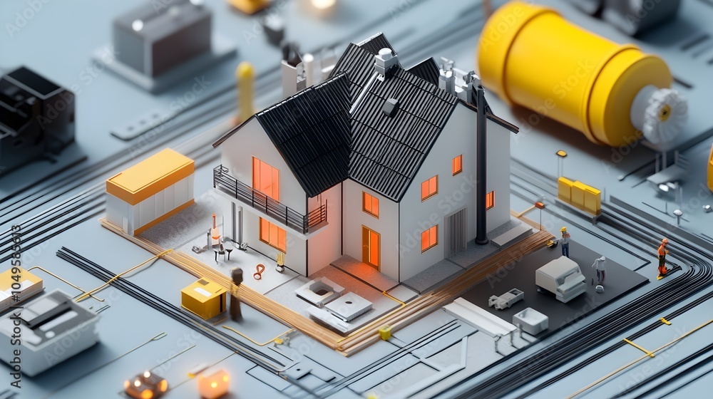 Smart Home Technology Concept with Miniature House on Circuit Board Smart Home Technology Concept with Miniature House on Circuit Board