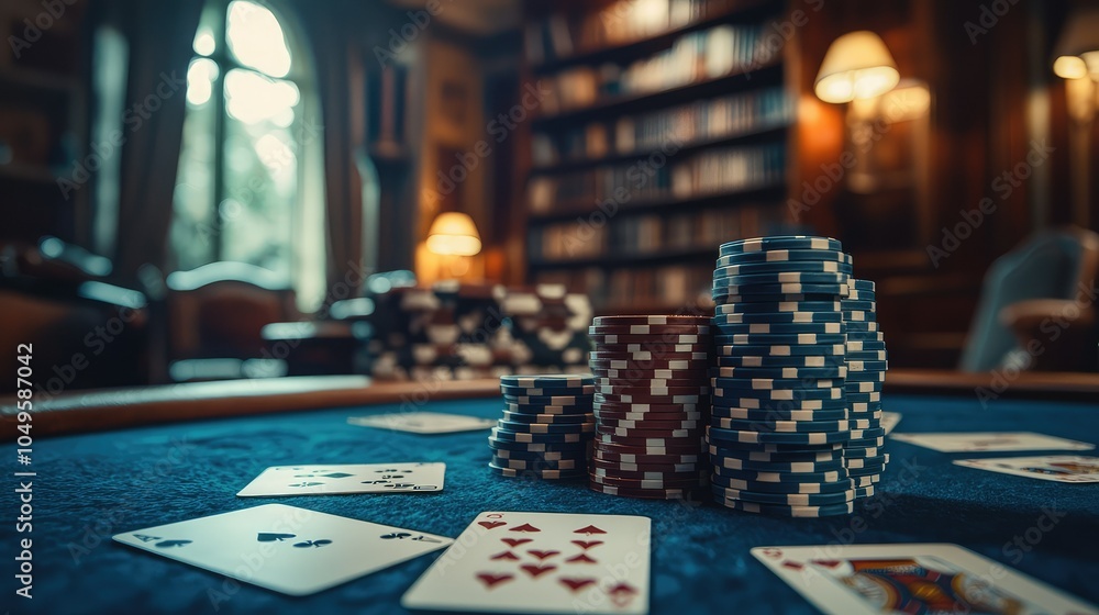 Elegant Poker Table Set for High Stakes Game Elegant Poker Table Set for High Stakes Game