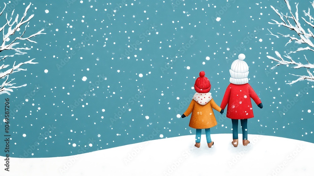 Children Enjoying a Winter Day in the Snow Children Enjoying a Winter Day in the Snow