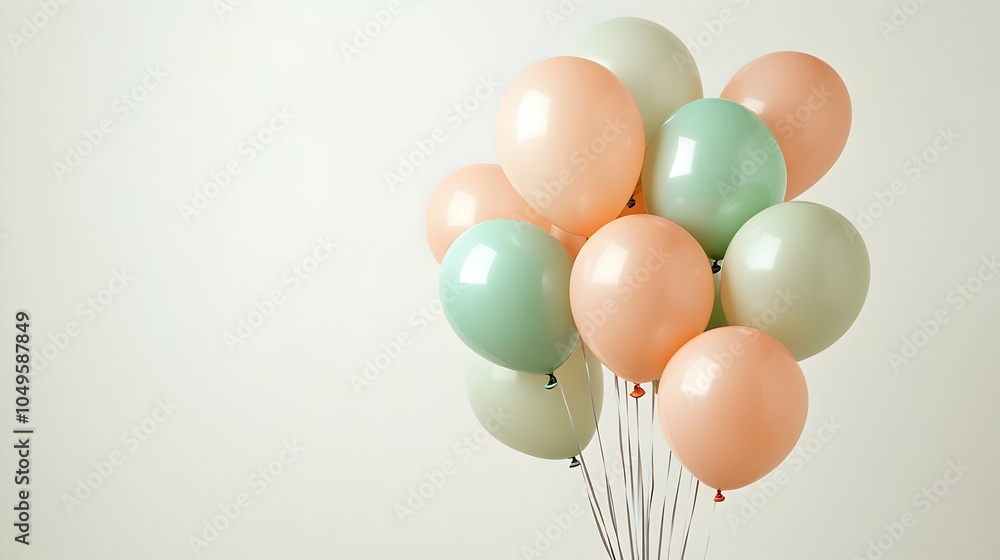 A Colorful Arrangement of Pale Peach and Soft Green Balloons for Celebratory Occasions A Colorful Arrangement of Pale Peach and Soft Green Balloons for Celebratory Occasions