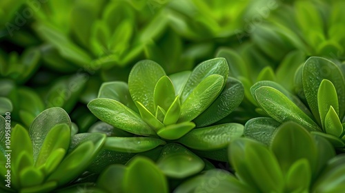 Sedum Spurium Green Botanical Texture Background - Top View photo