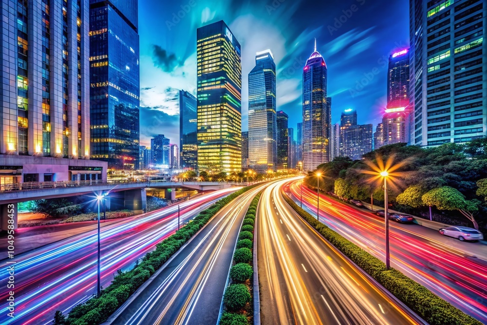 Fototapeta premium Long Exposure of Modern Automotive Engineering in a Dynamic Urban Environment