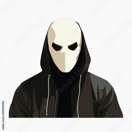 Masked figure in dark hoodie