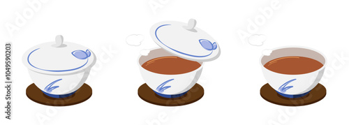 汲み出し茶碗にいれたお茶のイラスト