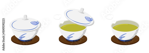 汲み出し茶碗にいれたお茶のイラスト