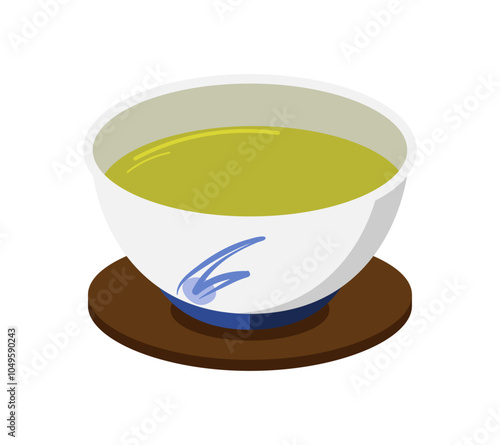 汲み出し茶碗にいれたお茶のイラスト
