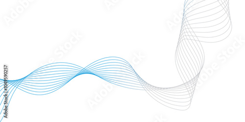 Abstract vector background with blue wavy lines. Blue wave background. Light blue lines vector illustration. Curved wave. Abstract wave element for design.