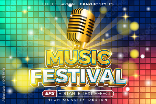 editable 3d text effect music festival