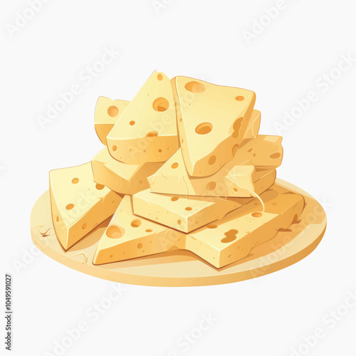 Cheese slices on wooden board