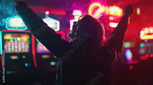 Player Celebrating a Dramatic Win in a Casino