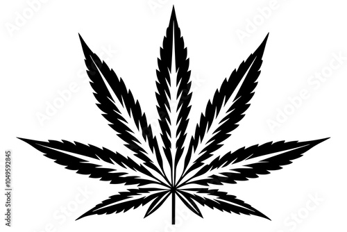 Cannabis leaves | isolated vector silhouette illustration on white background