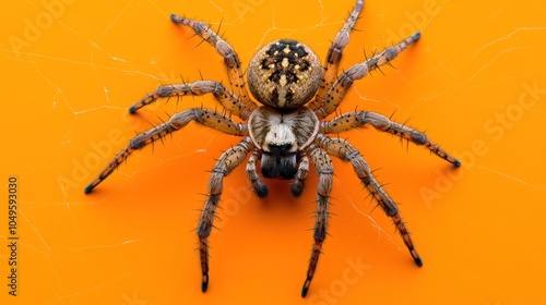 Close-up of a Spider on an Orange Background