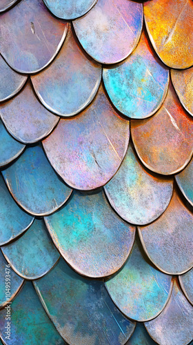 Wallpaper Mural abstract blue and orange iridescent scales background texture Torontodigital.ca