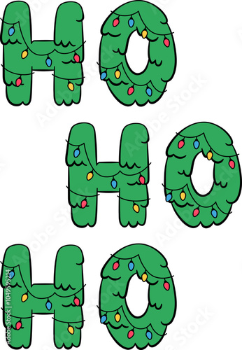 Ho Ho Ho Word Decor Typography Illustration Design