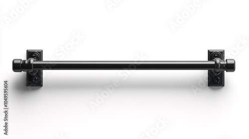 black metal curtain rod on white background  isolated 3d rendering