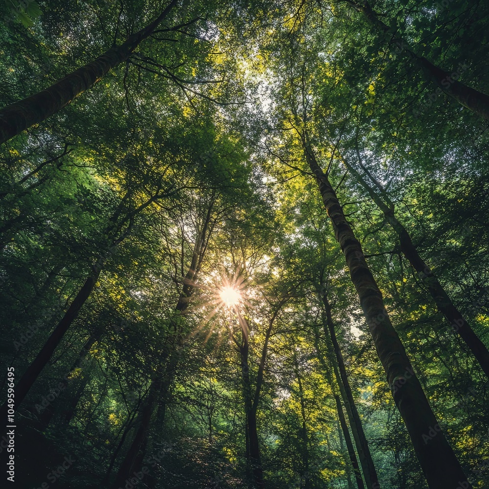 Fototapeta premium green Forest trees. nature green wood sunlight backgrounds