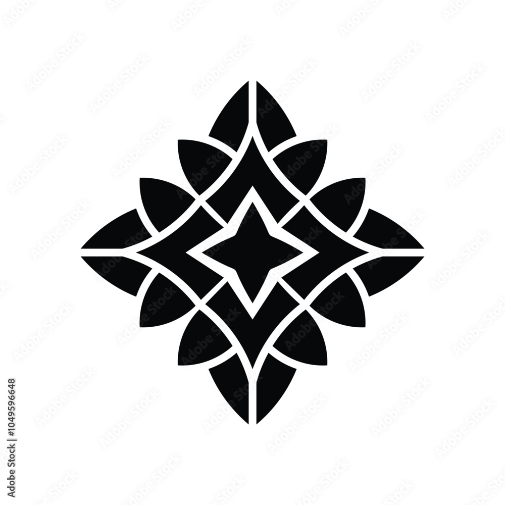 Obraz premium Black Geometric Floral Flower Mandala Pattern Logo Design Inspiration