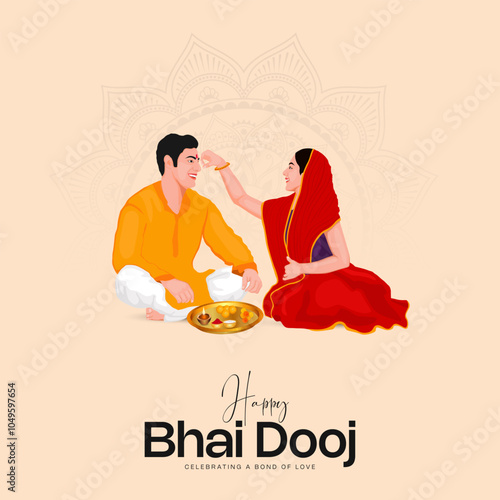 Happy Bhai Dooj Typography Social Media Post	 photo