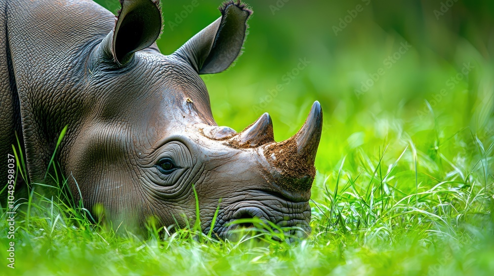 Fototapeta premium Close-Up of Critically Endangered Black Rhino