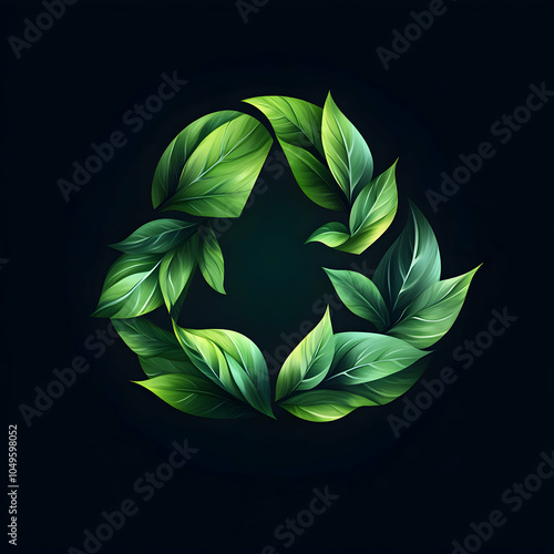 Abstract Logo Design Featuring a Green Leaf Forming an Arrow Shape, Symbolizing Growth and Sustainability