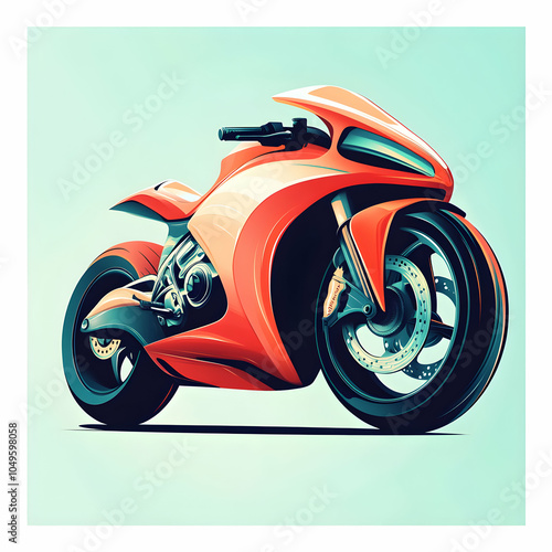 Abstract Illustration of a Motorcycle Wheel and Handlebar Icon in Dynamic Motion photo