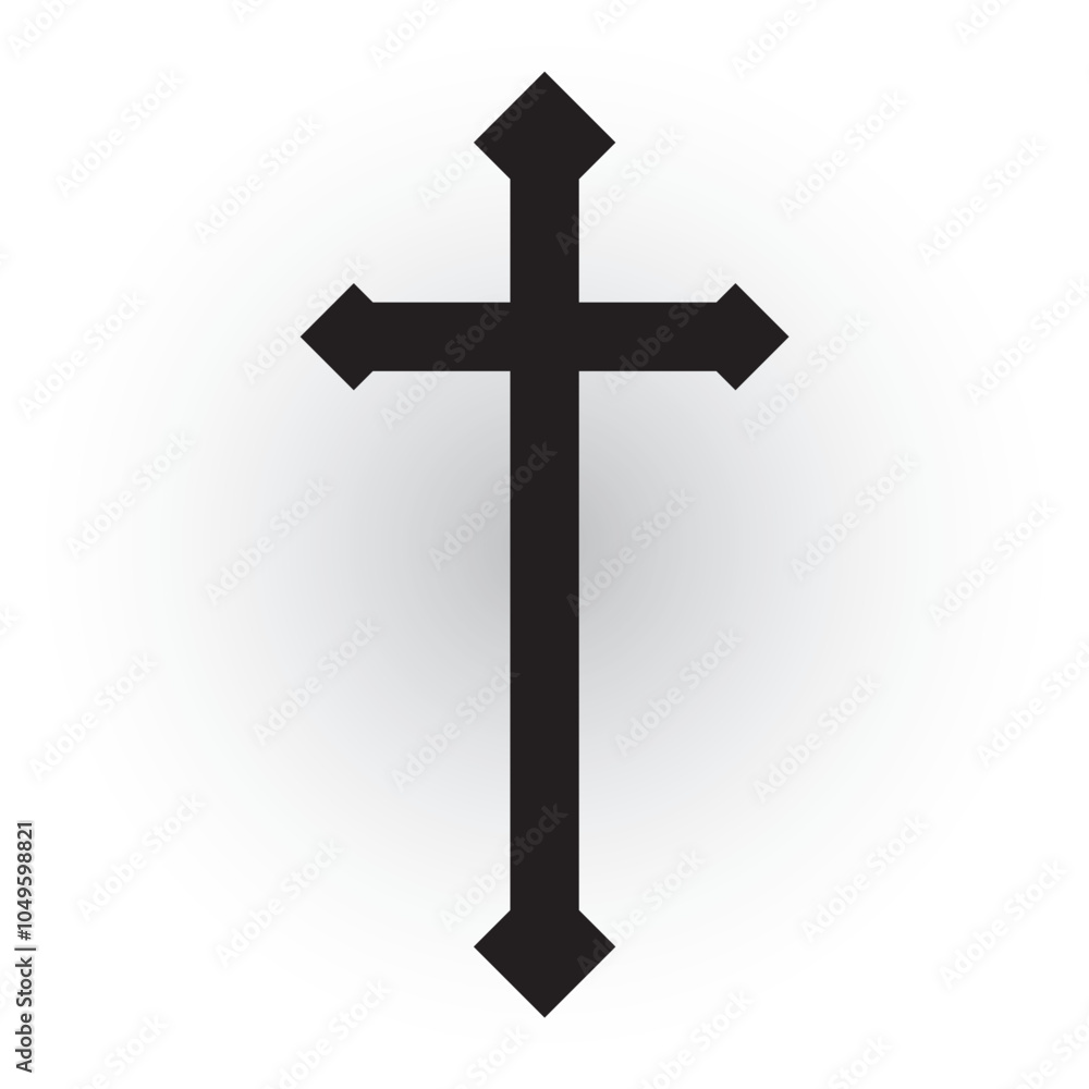 Metallic Christian Cross icon. Simple Christian Cross symbol shape vector illustration. Metallic Christian Cross icon. Simple Christian Cross symbol shape vector illustration.