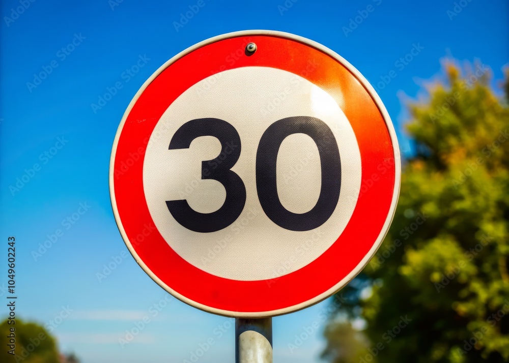 Circular Speed Limit Sign 30 KMH for Road Safety, Traffic Regulations, Clear Signage, Safe Driving, Road Awareness, Maximum Speed, Urban Traffic Control, Compliance Signage Circular Speed Limit Sign 30 KMH for Road Safety, Traffic Regulations, Clear Signage, Safe Driving, Road Awareness, Maximum Speed, Urban Traffic Control, Compliance Signage