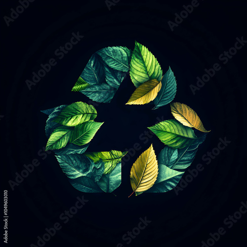 Minimalist Leaf Logo Encased in a Recycle Icon, Symbolizing Sustainability and Eco-Friendliness