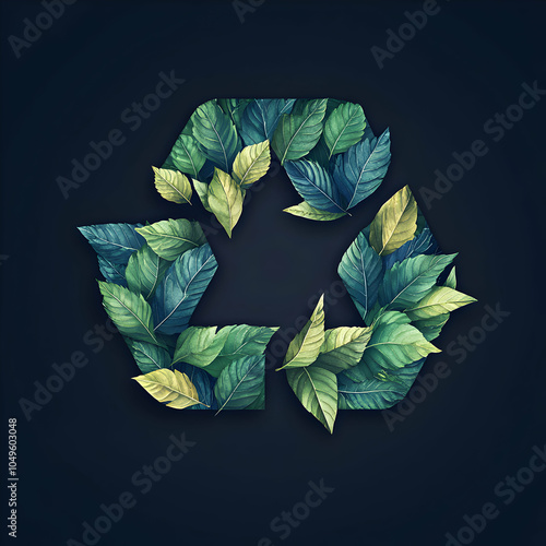 Minimalist Leaf Logo Encased in a Recycle Icon Shape, Symbolizing Eco-Friendly Practices and Sustainability