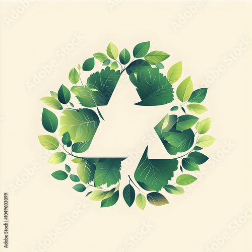 Minimalist Leaf Logo Encased in a Recycle Icon Shape, Symbolizing Sustainability and Eco-Friendliness