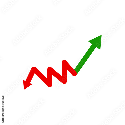 low to high business growth graph stats red green arrow sign vector illustration 