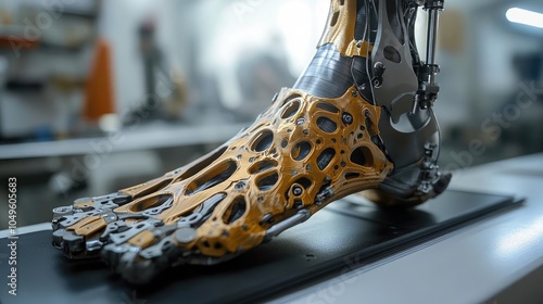 A 3D-printed prosthetic leg, customized for a patient using advanced technology