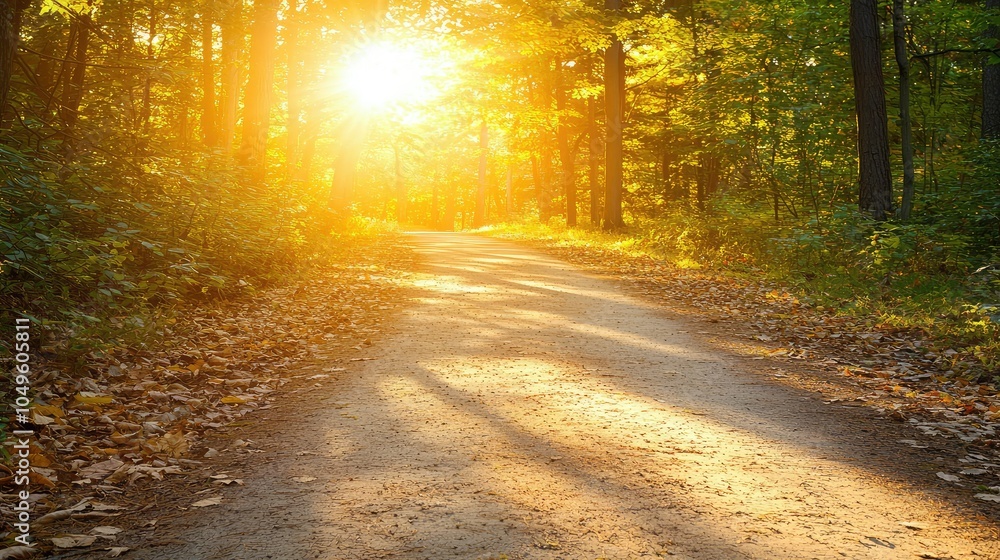 Peaceful Forest Pathway at Sunset Peaceful Forest Pathway at Sunset