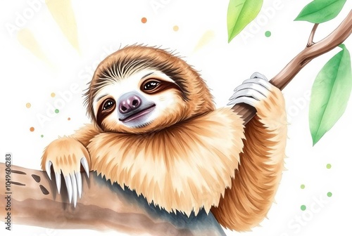 Watercolor Sloth Transform a photograph of a sloth into a waterc photo