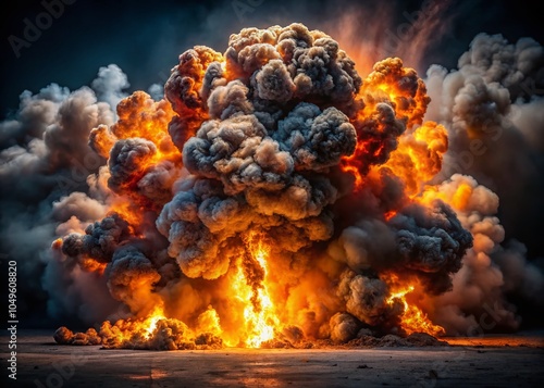 Realistic Ground Explosions with Smoke and Fire for SFX Editing - Long Exposure Effects photo