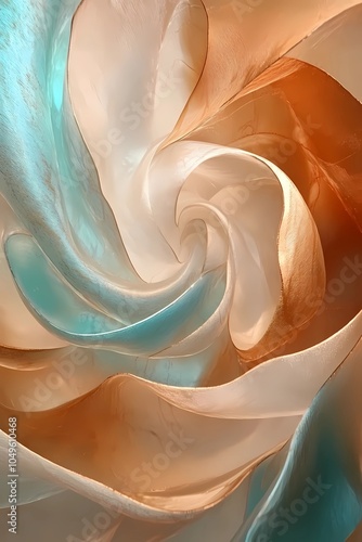 Elegant Abstract Fabric Swirls in Gold and Aqua - Background Wallpaper