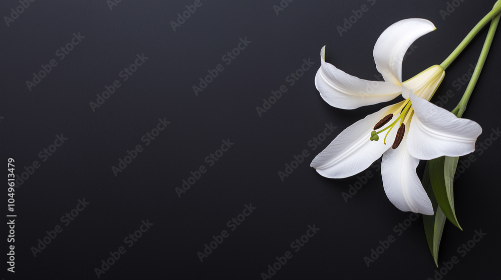 Fototapeta premium White lily on black background
