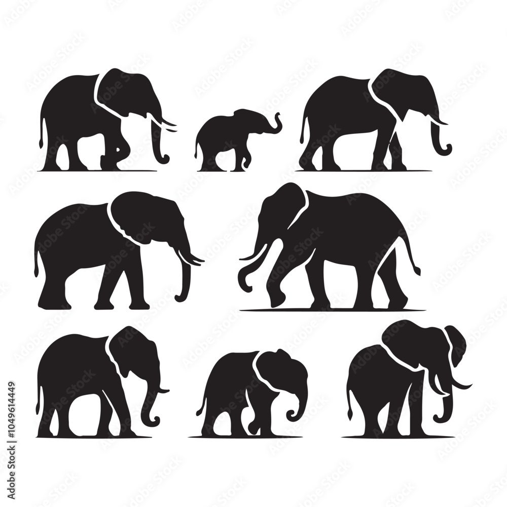 Obraz premium Collection of Elephant silhouette vector