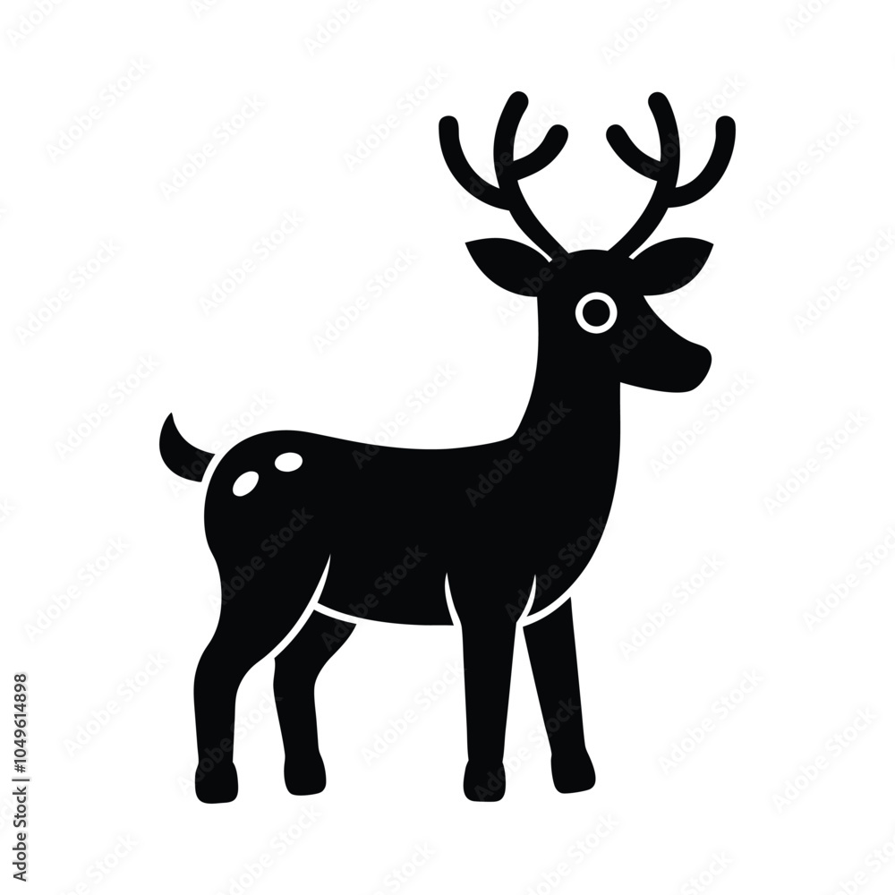 Christmas themed reindeer Flat black icon vector style with white background Christmas themed reindeer Flat black icon vector style with white background