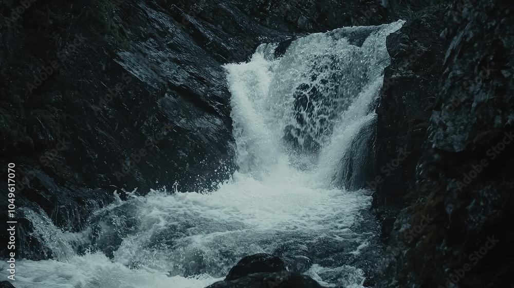 Dramatic River Cascading Over Rocks Dramatic River Cascading Over Rocks
