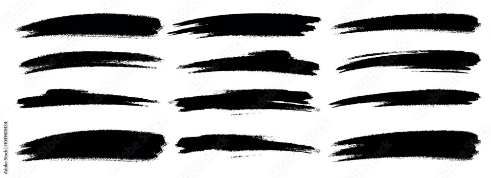 © sahil - Collection of black brush strokes in different shapes isolated on transparent background Vector illustration. © sahil - Collection of black brush strokes in different shapes isolated on transparent background Vector illustration.