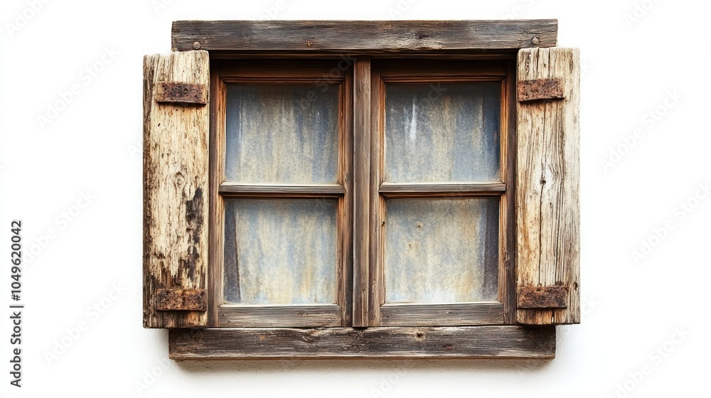Rustic Wooden Window with Shutters Rustic Wooden Window with Shutters