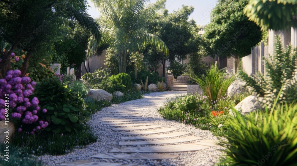 Obraz premium Cozy Urban Garden Pathway in High Resolution