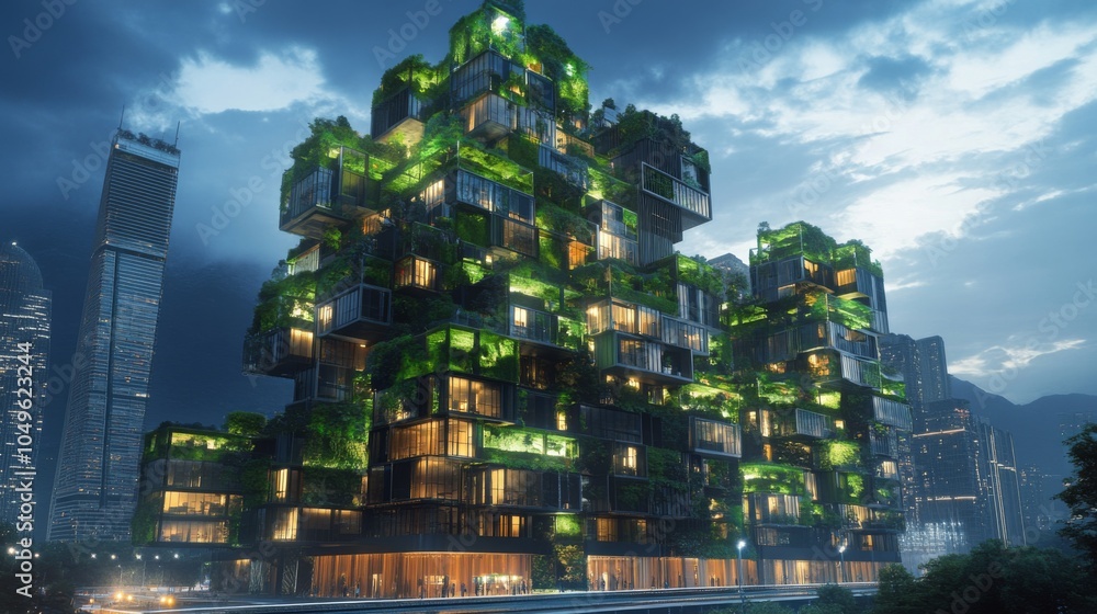 Obraz premium Modern Building with Natural Elements and Bright Lighting