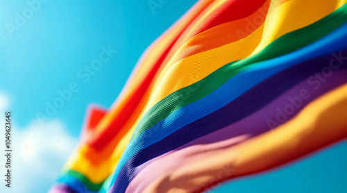 Pride Flag Against a Vivid Sky
