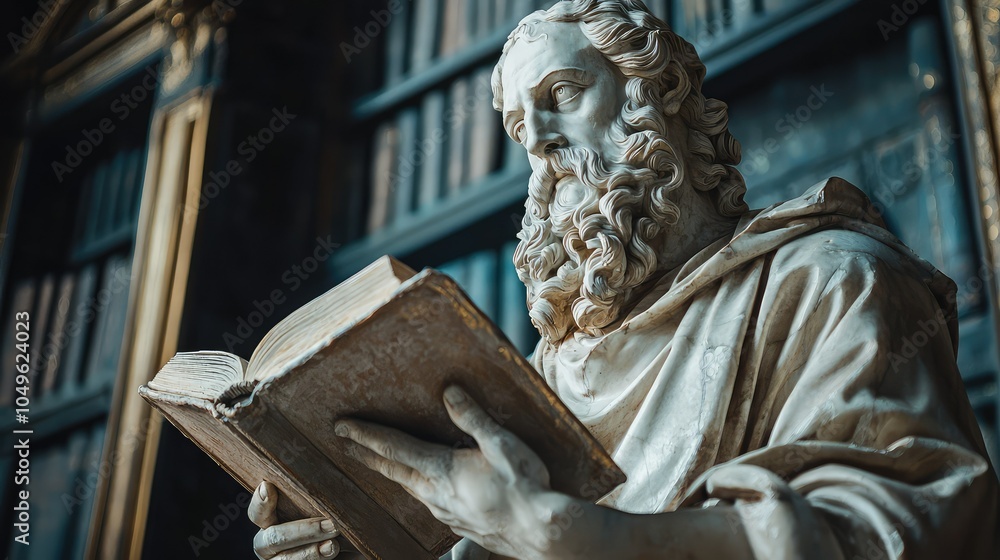 Fototapeta premium Classical Statue of a Philosopher with Open Book