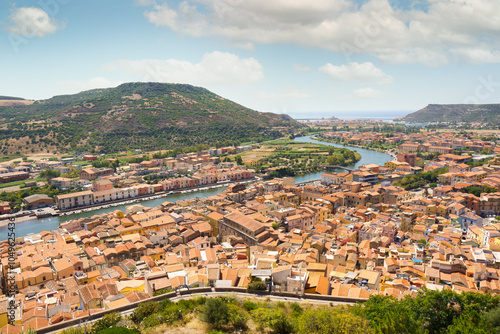 Panoramic view of Bosa from the castle